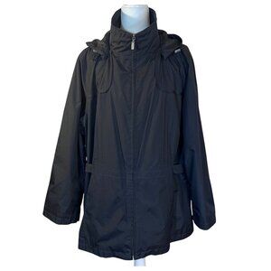 Weather Tamer Womens Black Hooded Rain Jacket Size 2X Lightweight Adjustable